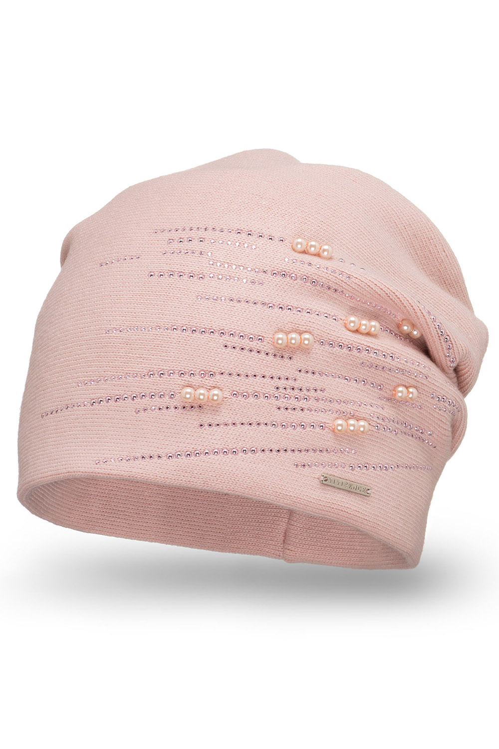 Vivisence Bonnet Femme Tricoté Chaud En Polaire Avec Perles Élégantes 7012, rose clair