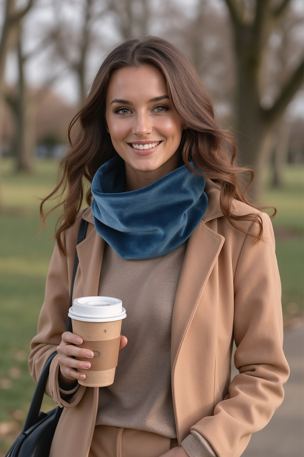 Vivisence Women Winter Snood Scarf Soft Knit Cozy Everyday Warmth For Cold Days, dark turquoise