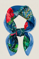 Vivisence Women Silk Scarf Hand Rolled Edges Versatile Year Round Style, blue/red/green