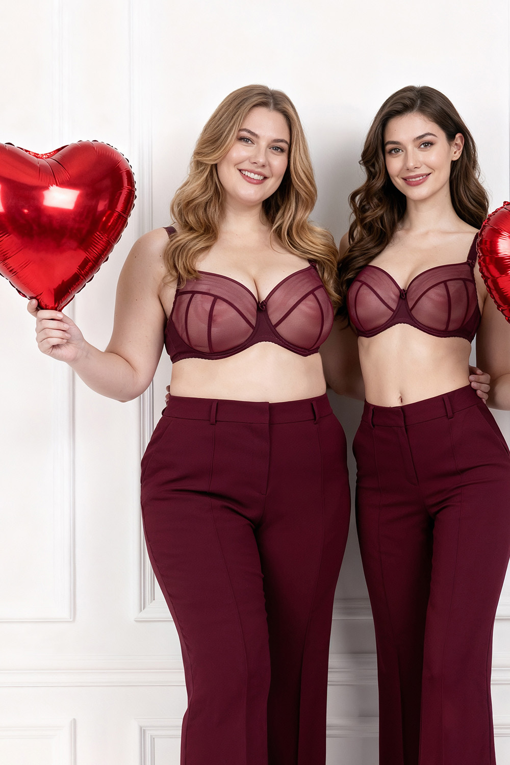 Vivisence Soft Bra Women Underwire Mesh Cups Natural Shape All Day Comfort, maroon