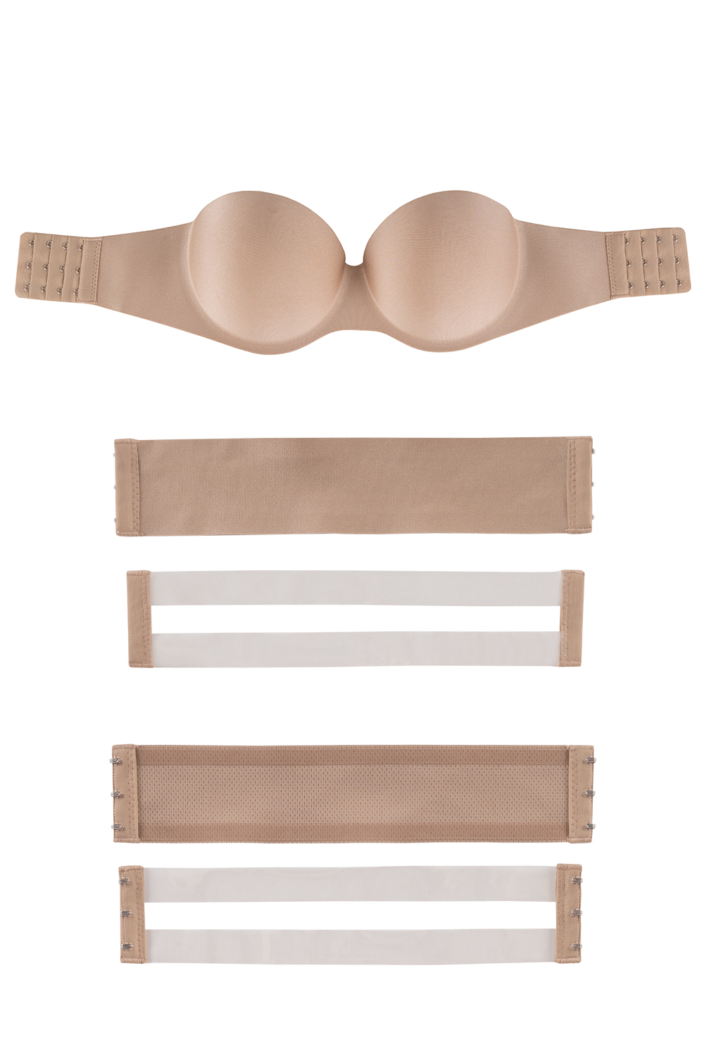Vivisence Trägerloser BH Damen, Nahtloser Rückenfreier für Abendkleider und Brautkleider, Bandeau BH, Thermisch geformte Cups Silikon Musterlos 1065, Beige
