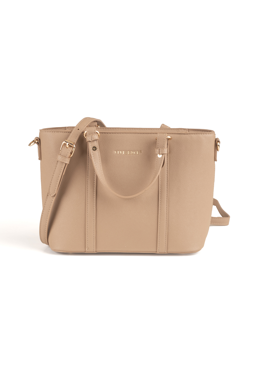 Vivisence Damen Schultertasche mit Reißverschluss Verstellbarer Riemen, Beige