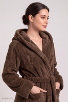 Vivisence Bathrobe Women Hooded Comfortable Everyday Cosy, brown