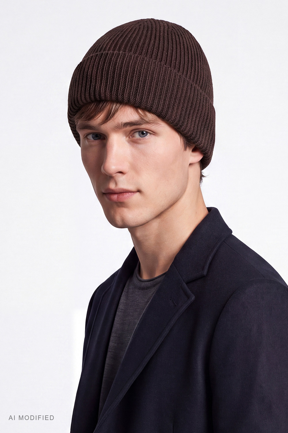 Vivisence Herren Beanie aus Wolle, elastische Mütze für Alltag, Strick, braun