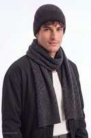 Vivisence Men's Beanie Merino Wool Silk Ribbed Warm Hat, graphite