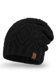 Vivisence Women Winter Hat Lambswool Cotton Knit Warm Fit For Cold Days, Black