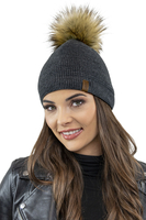 Vivisence Bonnet Et Écharpe Ensemble Pour Femmes Élégant Pour L'Automne Et L'Hiver Avec Pompon En Fausse Fourrure Design Classique Confort Optimal Pour Les Jours Froids Cadeau Parfait 7041Kmpl, gris foncé