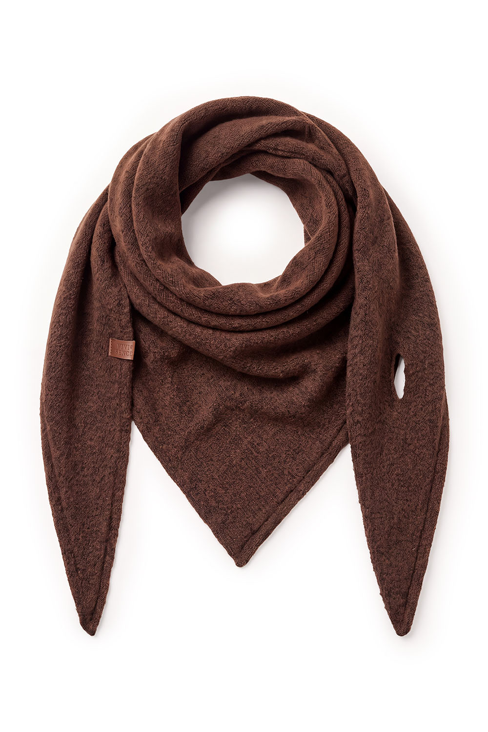 Vivisence Women's triangular knitted scarf easy to style, brown