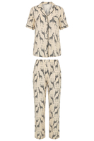Vivisence Femme Pyjama Viscose Douce Boutons Et Poches Confort Nuit Respirant, beige