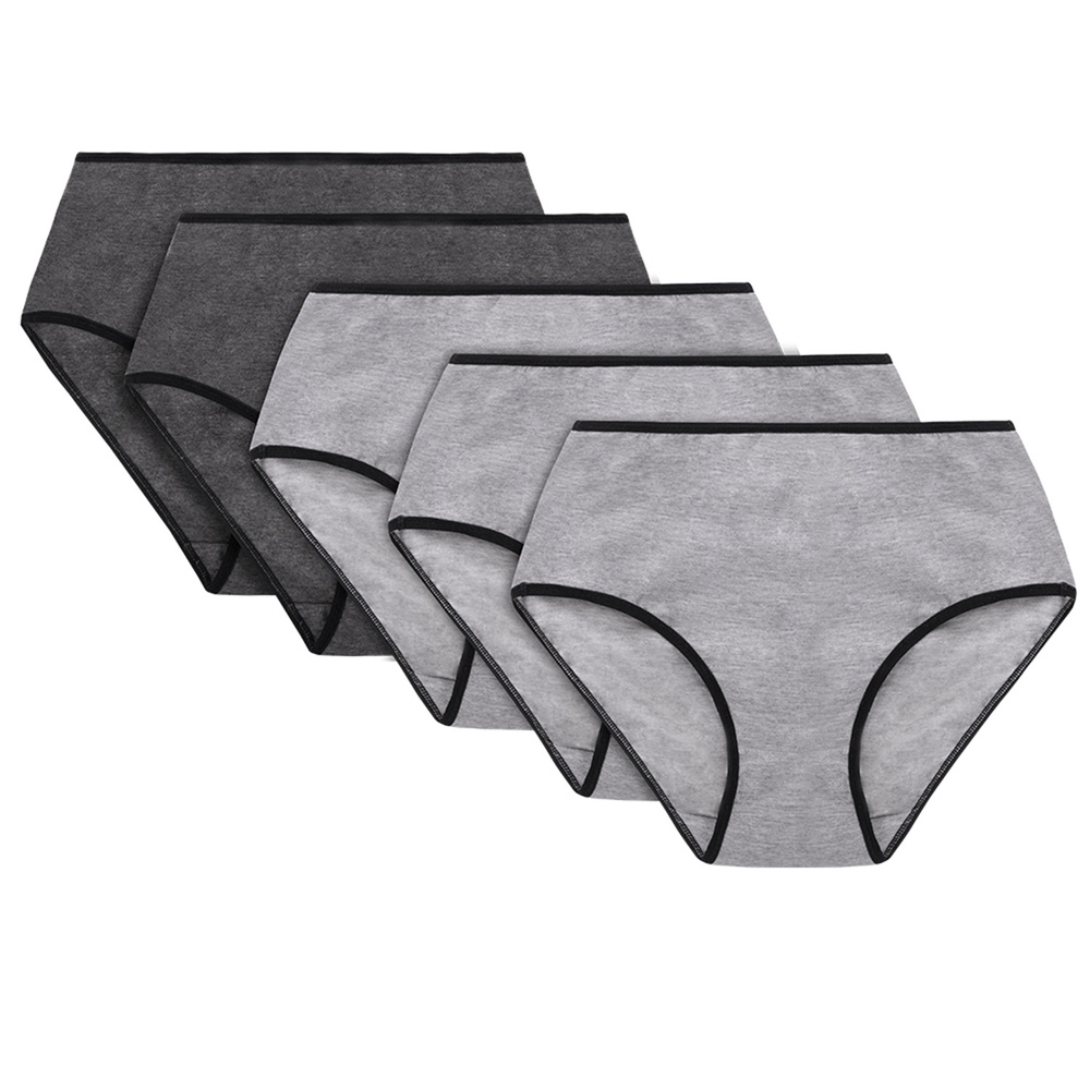 Vivisence Dame Slip Hoher Bund Voll Klassisch Unterhose Baumwolle Alltag 4017, schwarzes Gummiband:mix2 5-pack