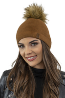 Vivisence Bonnet Et Écharpe Ensemble Pour Femmes Élégant Pour L'Automne Et L'Hiver Avec Pompon En Fausse Fourrure Design Classique Confort Optimal Pour Les Jours Froids Cadeau Parfait 7041Kmpl, bronze