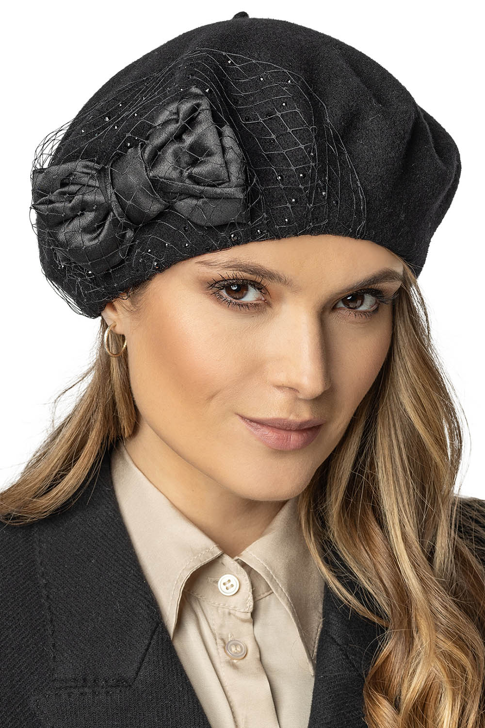 Vivisence Béret Femme Hiver En Laine Élégant Confortable Parfait Pour L’Automne 7081, noir