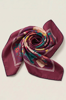 Vivisence Damen Seidentuch Handgerollte Kanten Quadratisch Sanft Zur Haut, dunkelblau/bordeauxrot