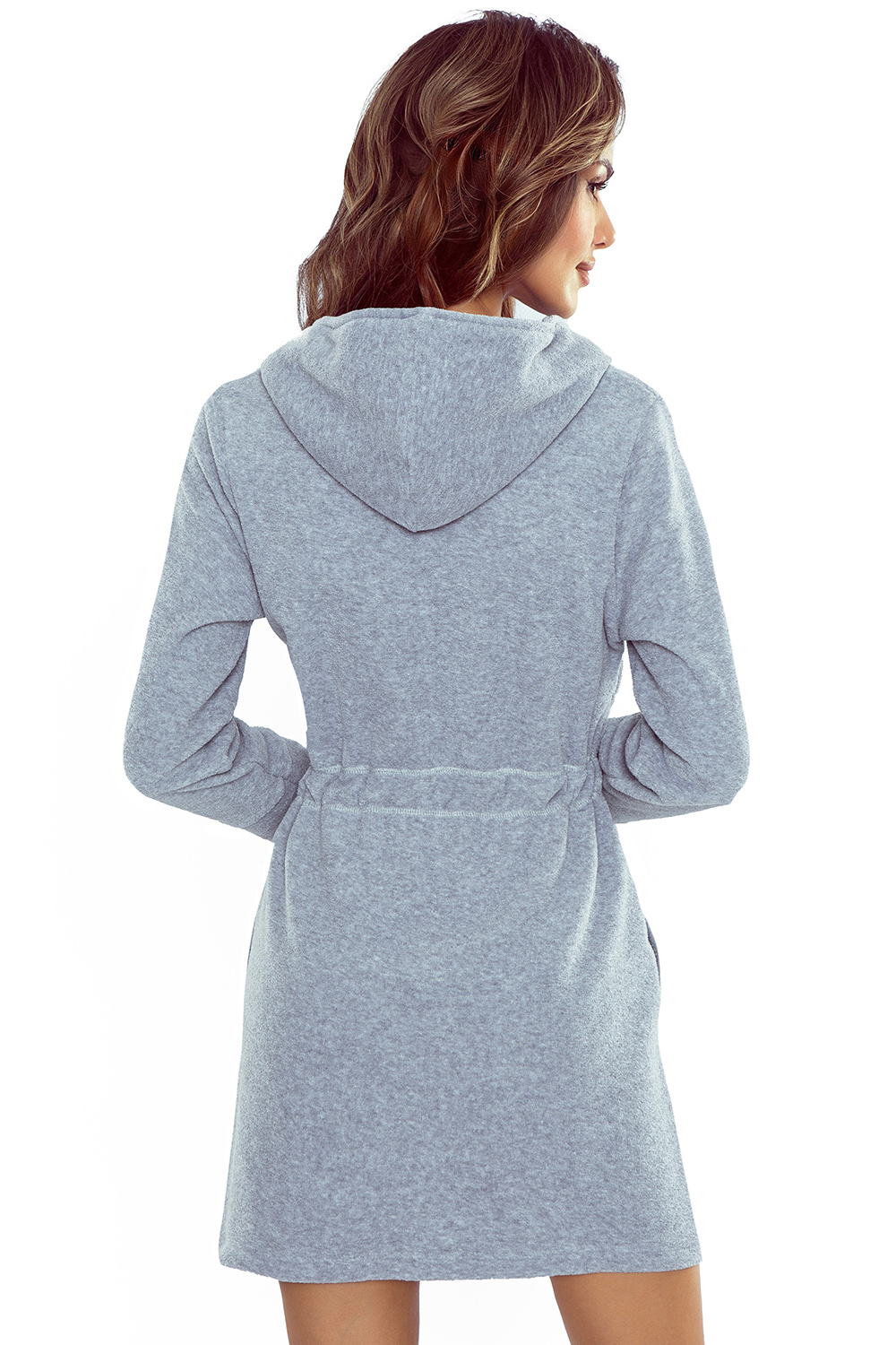 Vivisence Women's Robe Cotton with Zipper Warm Fabric Perfect for Evening Spa 5012, grey