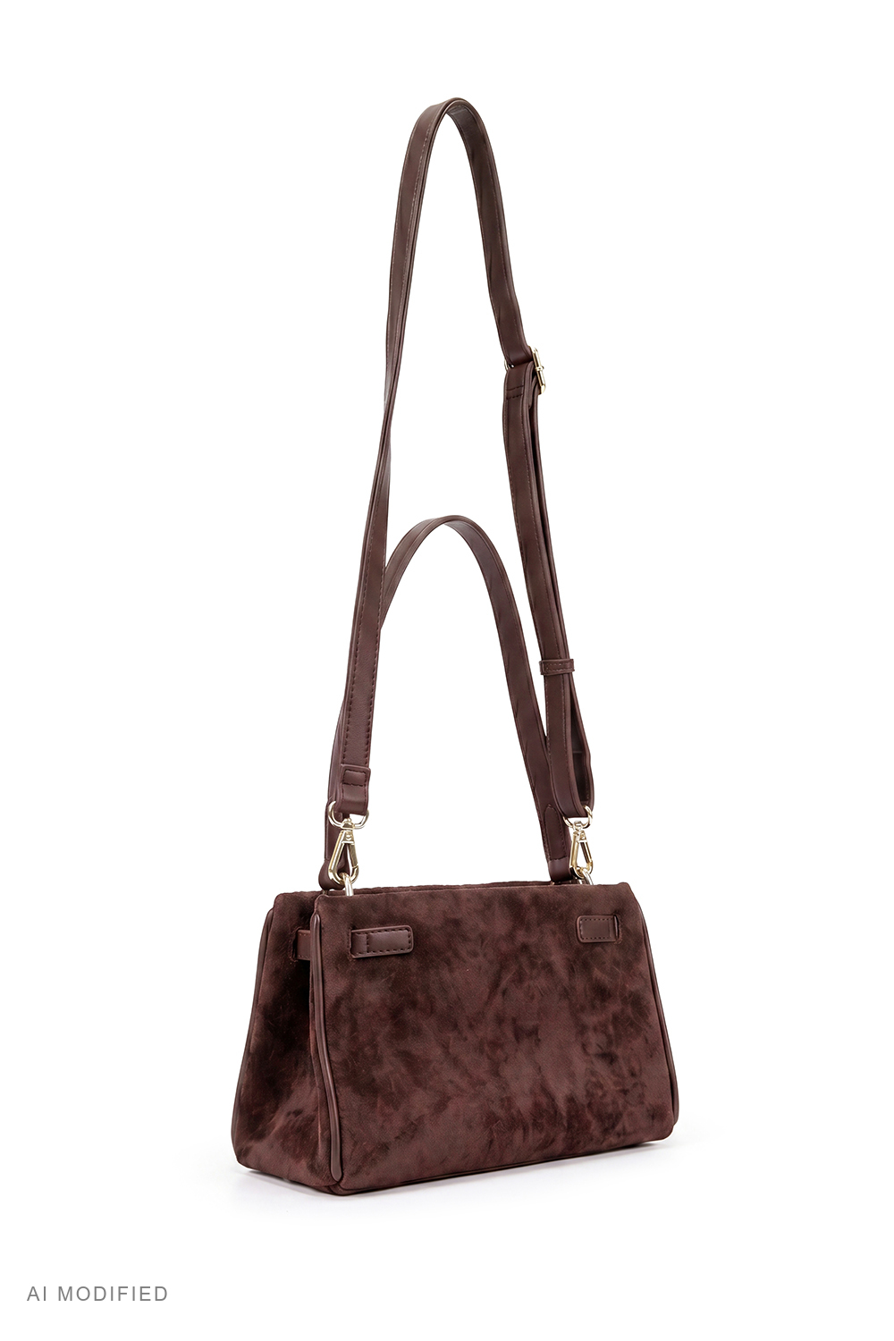Vivisence Suede-Feel Shoulder Bag, Polyester Crossbody Bag, brown