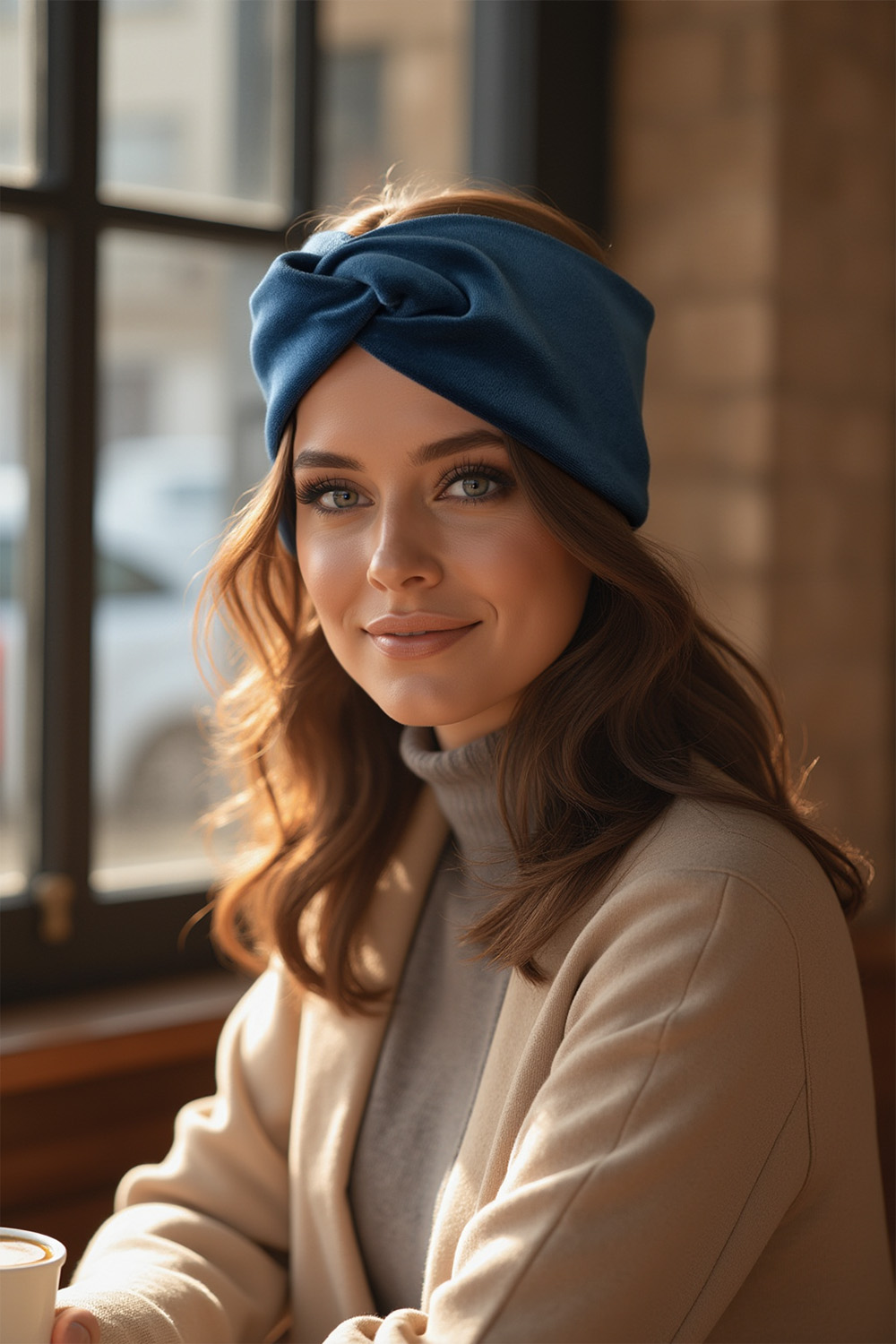 Vivisence Bandeau Femme Hiver Automne Chaud Couvre-chefs d'hiver Confortable Élégant Accessoire Cheveux Entrelacé Devant Tricot Extensible Idéal Journées Froides, turquoise foncé