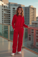 Vivisence Womens Sweatshirt Cotton Long Sleeve Everyday Loungewear 9004, red