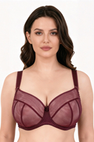 Vivisence Soft Bra Women Underwire Mesh Cups Natural Shape All Day Comfort, maroon