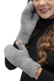 Vivisence Damen Winter Set Mütze Schal Fäustlinge Fleecefutter Gegen Kälte, hellgrau