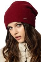 Vivisence Women's Hat Wool Pleated Fleece Lined Comfortable Everyday Winter 7085, maroon
