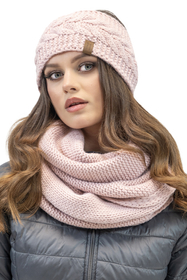 Vivisence Bandeau Femme En Fil Épais Ajustement Optimal Idéal Pour L’Hiver 7094, rose poudré