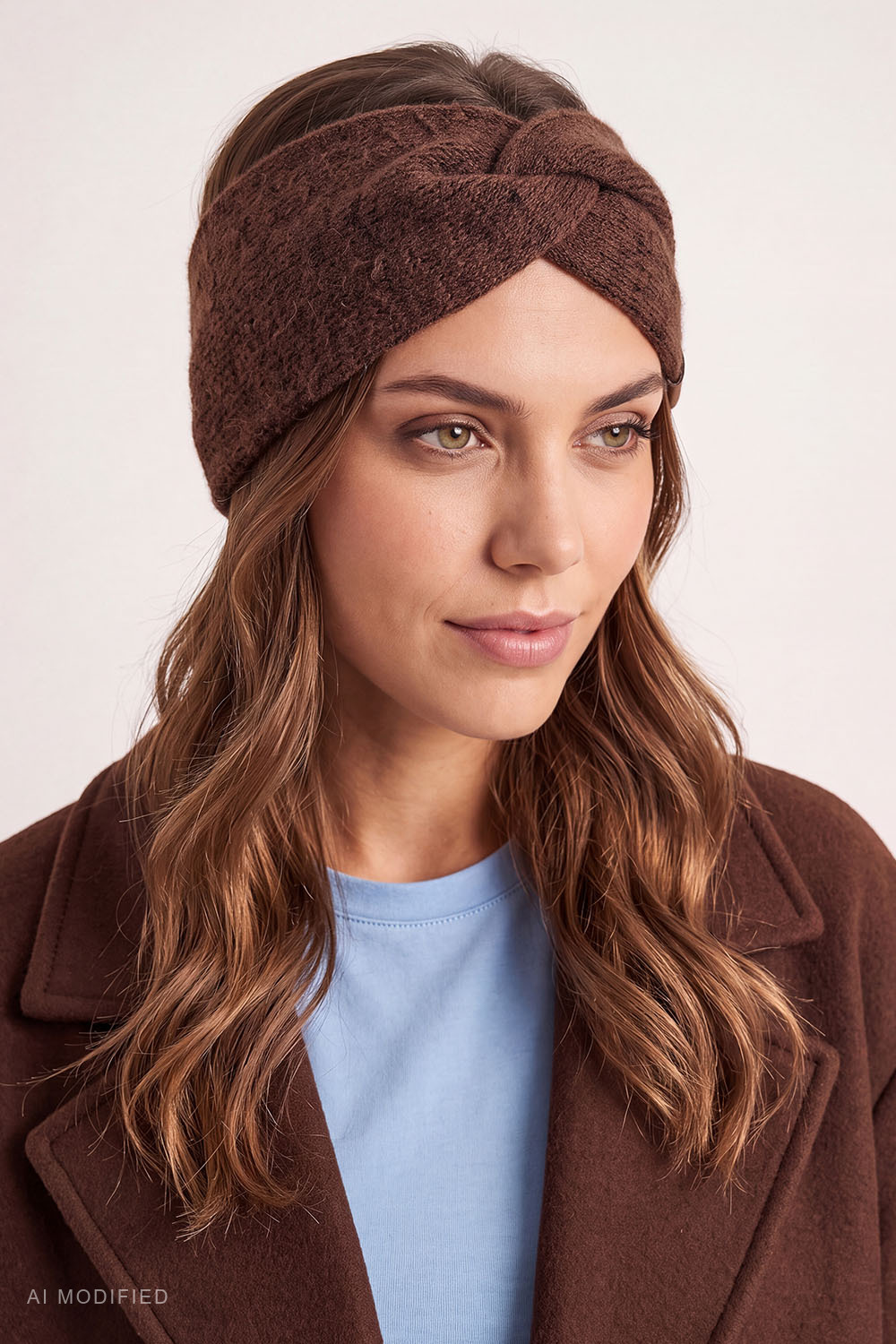 Vivisence Womens Headband Twisted Front Cold Weather Protection, brown