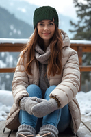 Vivisence Damen Strickmütze Lammwolle Warm Perfekter Sitz Im Winter, Grün