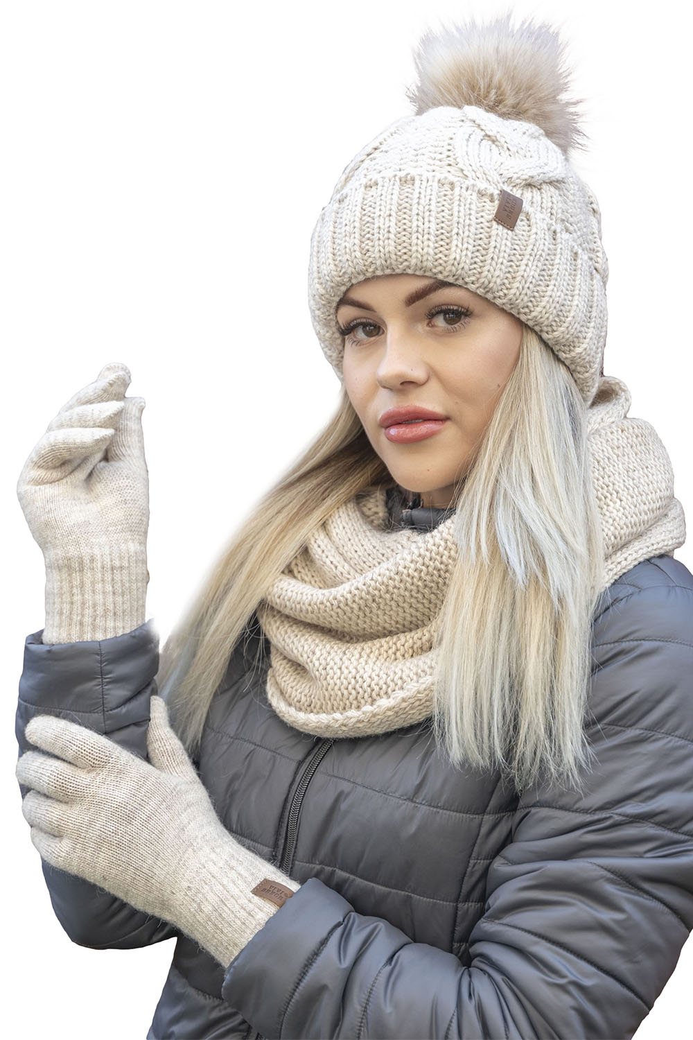 Vivisence Damen Winter Handschuhe Weichem und Warme Ideal für Kaltes Wetter 7014, hellbeige