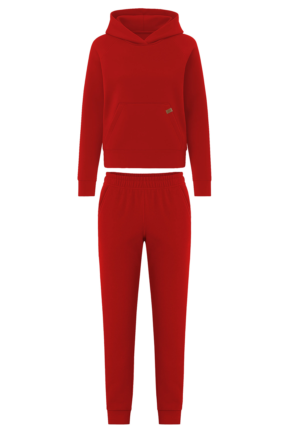 Vivisence Women's Tracksuit Set With Loose Hoodie And Tapered Trousers Stylish Activewear Featuring Elastic Waistband Side Pockets And Ribbed Trims For Daily Comfort, Red