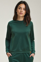 Vivisence Sweatshirt Damen Mit Rundhalsausschnitt Aus Baumwolle Langer Ärmel Bequemer Schnitt 9004, grün