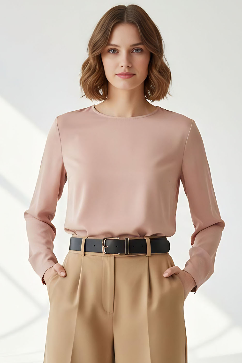 Vivisence Damen Ledergürtel Echtes Leder Goldene Schnalle Klassisch P0001, Schwarz