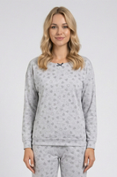 Vivisence Pyjama Deux pièces pour Femme Coton Manches Longues 2023, gris