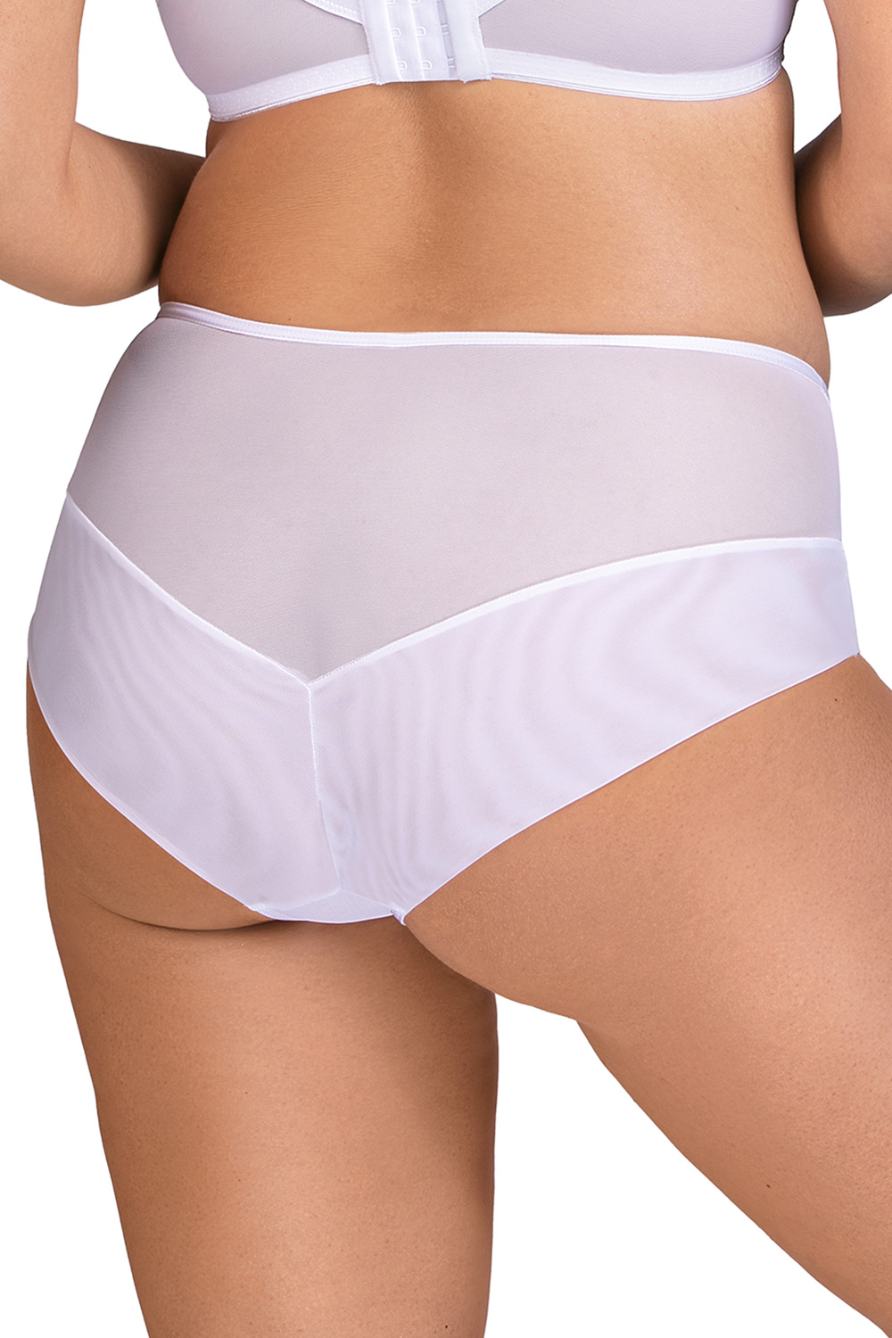 Vivisence Damen Slip Mit Klassischem Schnitt Eleganter Slip Zarte Spitze Weiches Beiges Netz Baumwollzwickel Und Elastische Kanten Für Höchsten Komfort, weiß