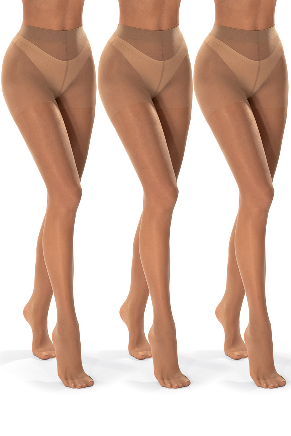 Vivisence Women's Tights 20 DEN 3-Pack With Reinforced Toe Area And Marked Panties Part Comfortable Fit Perfect For Everyday Wear, daino