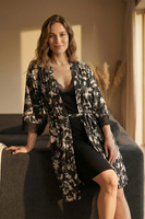 Vivisence Femme Ensemble De Nuit Chemise Et Peignoir Modal Doux Confort, noir