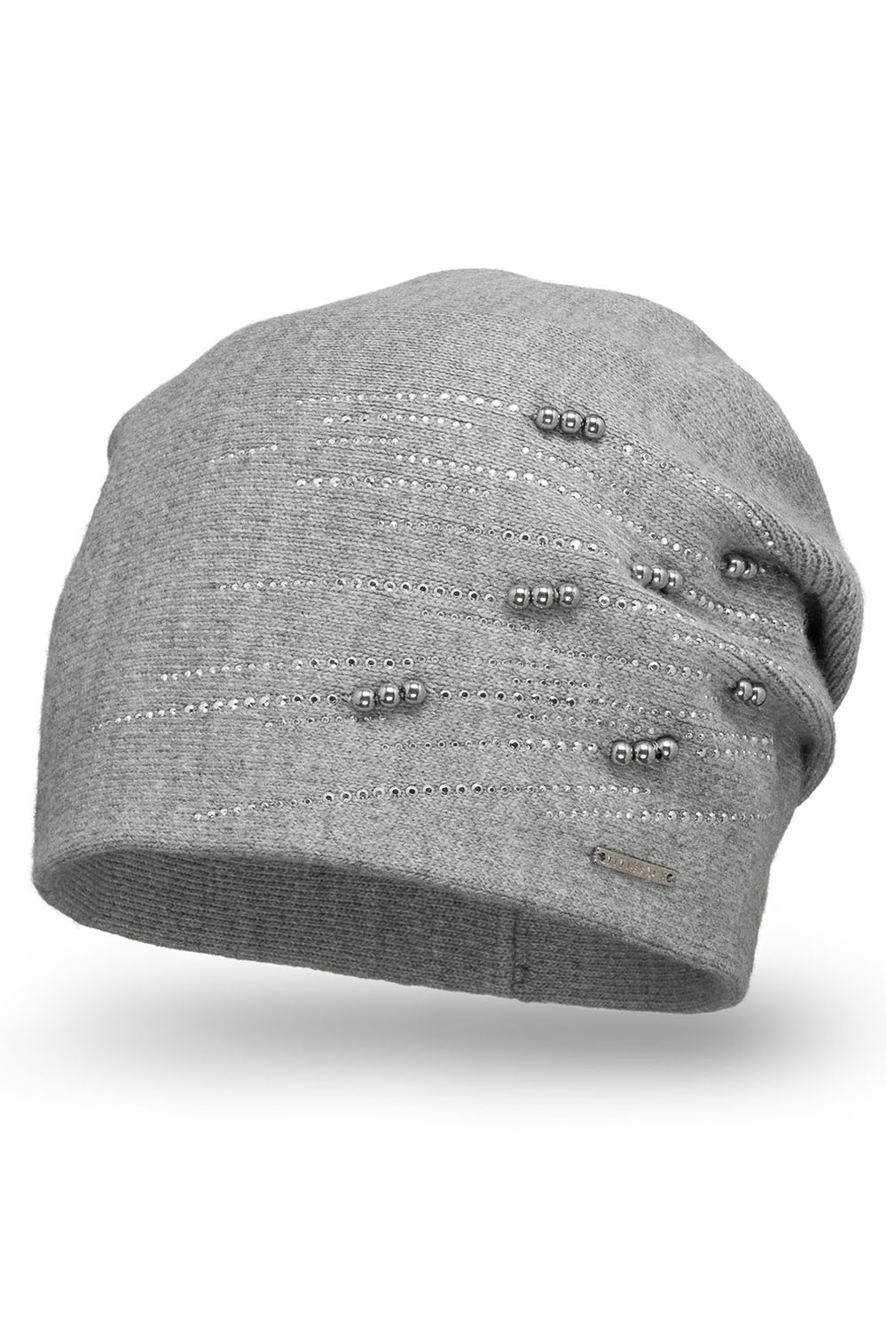 Vivisence Bonnet Femme Tricoté Chaud En Polaire Avec Perles Élégantes 7012, gris clair