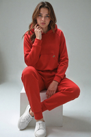 Vivisence Women's Tracksuit Set With Loose Hoodie And Tapered Trousers Stylish Activewear Featuring Elastic Waistband Side Pockets And Ribbed Trims For Daily Comfort,