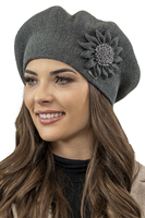 Vivisence Béret Femme Automne Hiver Avec Détail Délicat Et Style Douillet 7048, gris foncé