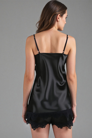 Vivisence Pyjama Ensemble Satin avec Bretelles Réglables Pour Nuits Sensuelles 2036, noir