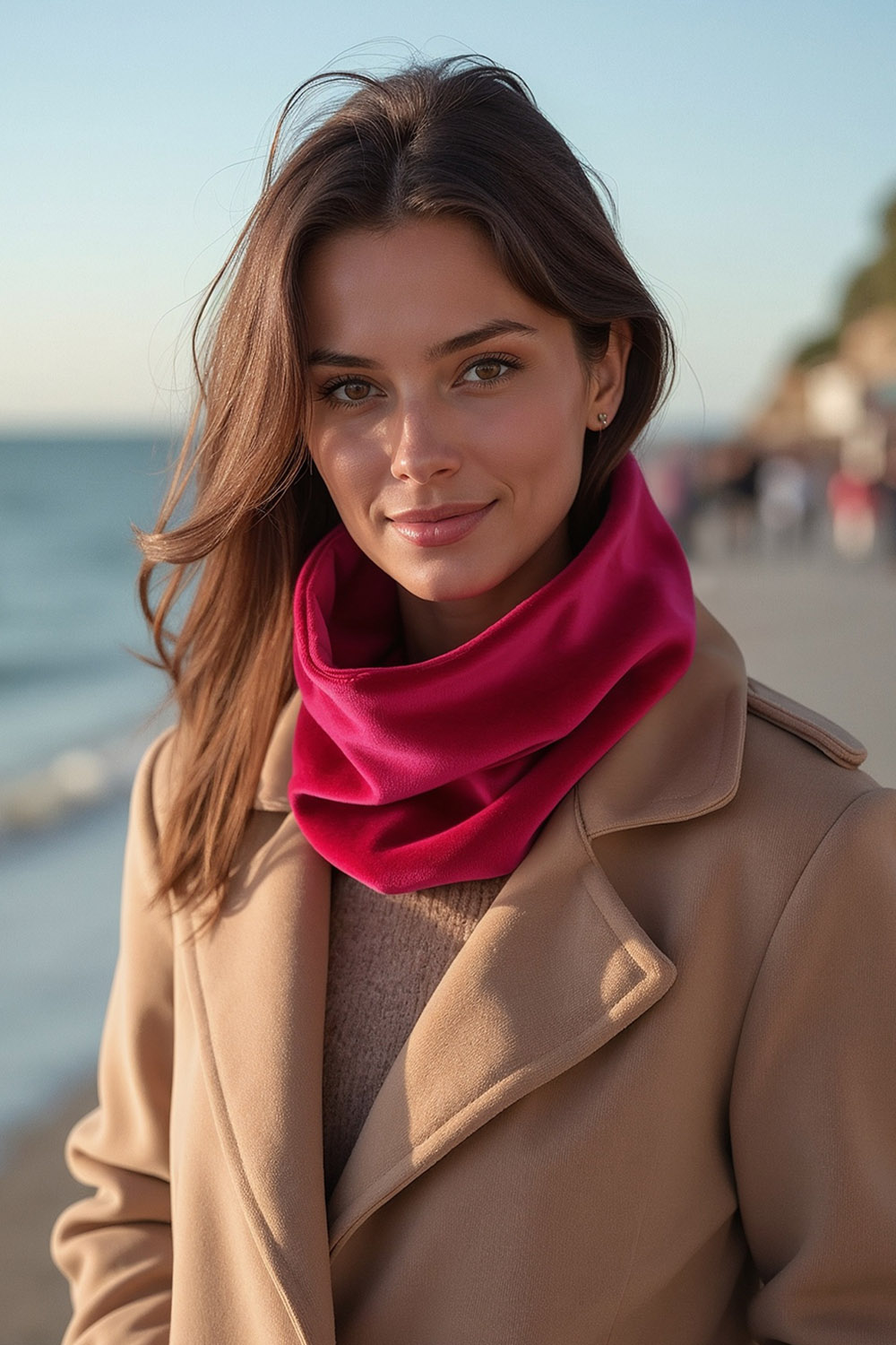 Vivisence Femme Snood Hiver Tricot Doux En Coton Confortable Chaleur Chaque Jour, rubis