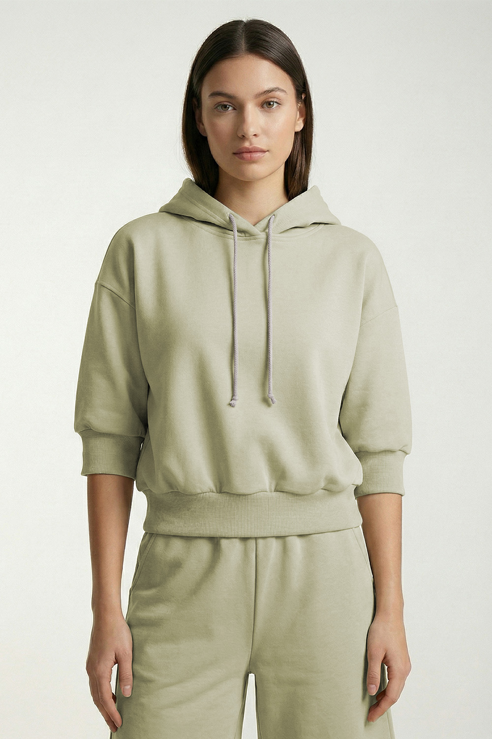 Vivisence Femme Sweat À Capuche Coton Doux Bords Côtes Confort Quotidien, olive