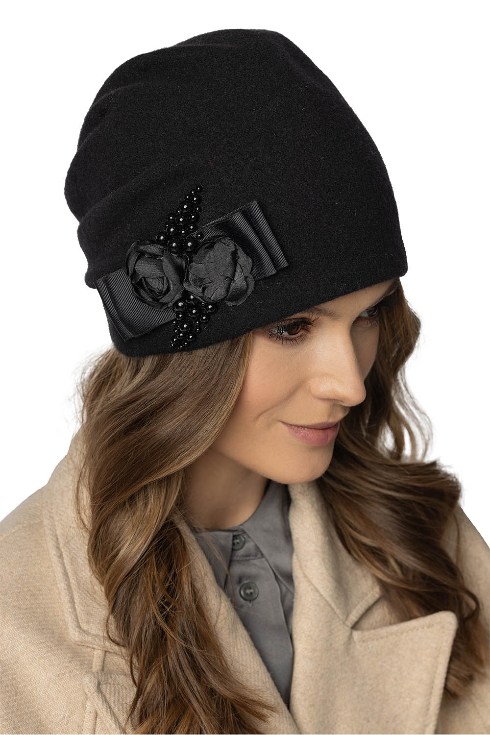 Vivisence Bonnet Femme Hiver En Laine Douillet Élégant Pour L’Automne 7080, noir