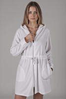 Vivisence Bademantel Baumwoll mit Reißverschluss Weiches Und Warmes Material Perfekt Für Das Abendliche SPA 5012, weiß