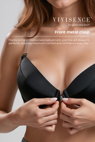 Vivisence Femme Soutien Gorge Bretelle Transparent Push Up Invivsible Soutien-Gorge Dos Nu Amovibles Bretelles, noir