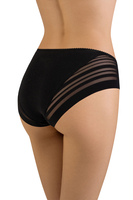 Vivisence Dame Slip Unterhose Streifen Glatt Bund Netz Unterwäsche 4015, schwarz