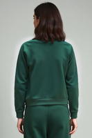 Vivisence Sweatshirt Damen Mit Rundhalsausschnitt Aus Baumwolle Langer Ärmel Bequemer Schnitt 9004, grün