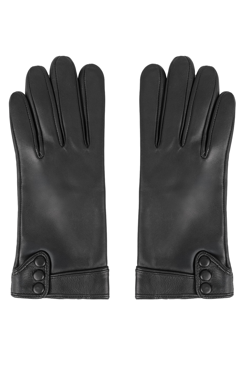 Vivisence Femme Gants En Cuir Hiver Doublure Laine Boutons Élégants Chaleur, noir