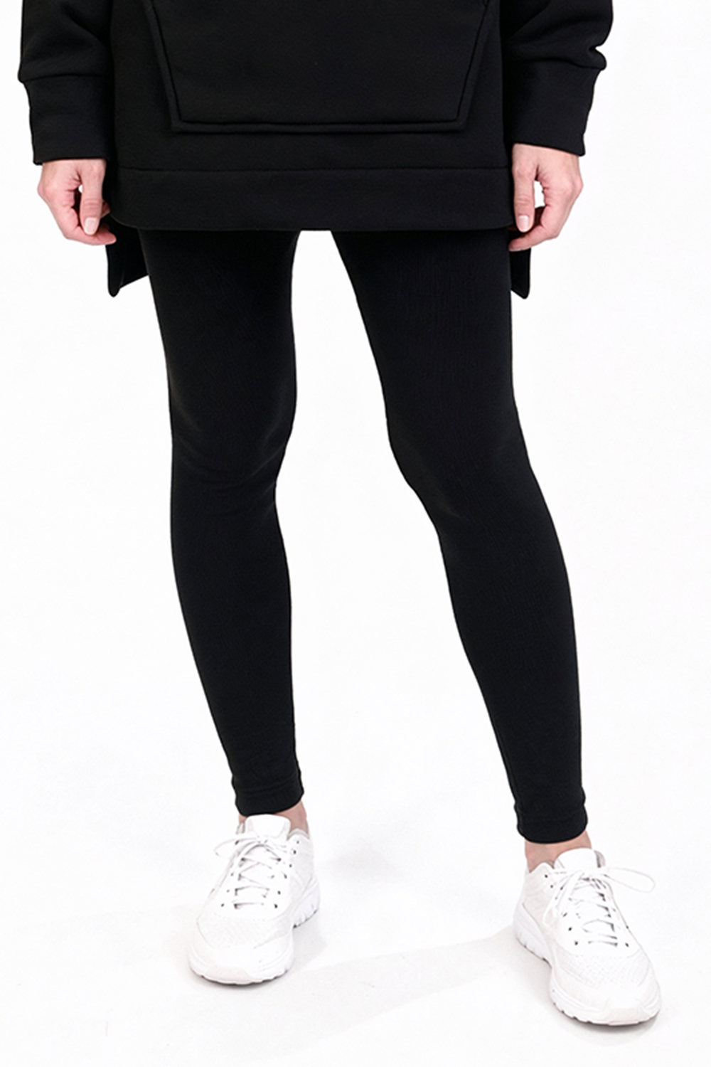 Vivisence Womens Leggings Ribbed Cotton Blend Elastic Waist All Day Comfort, Black