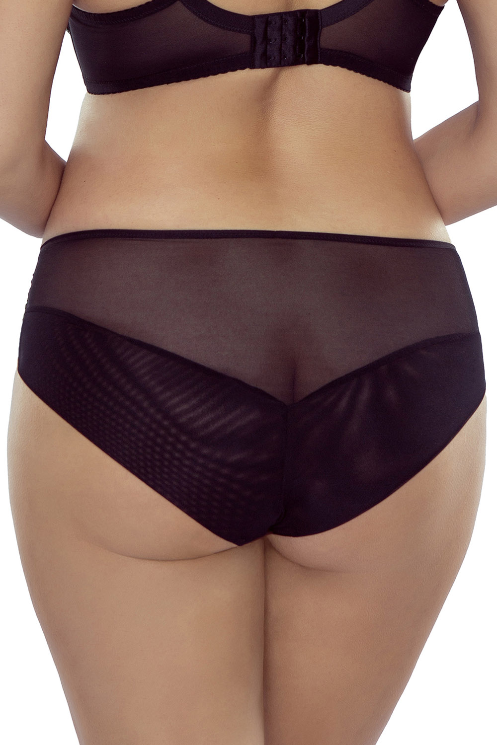 Vivisence Lacy Briefs for Women Elegant High-Waisted Full-Cut Panties with Intricate Lace Inserts Mesh Back and Perfect Fit for All-Day Comfort, black-green