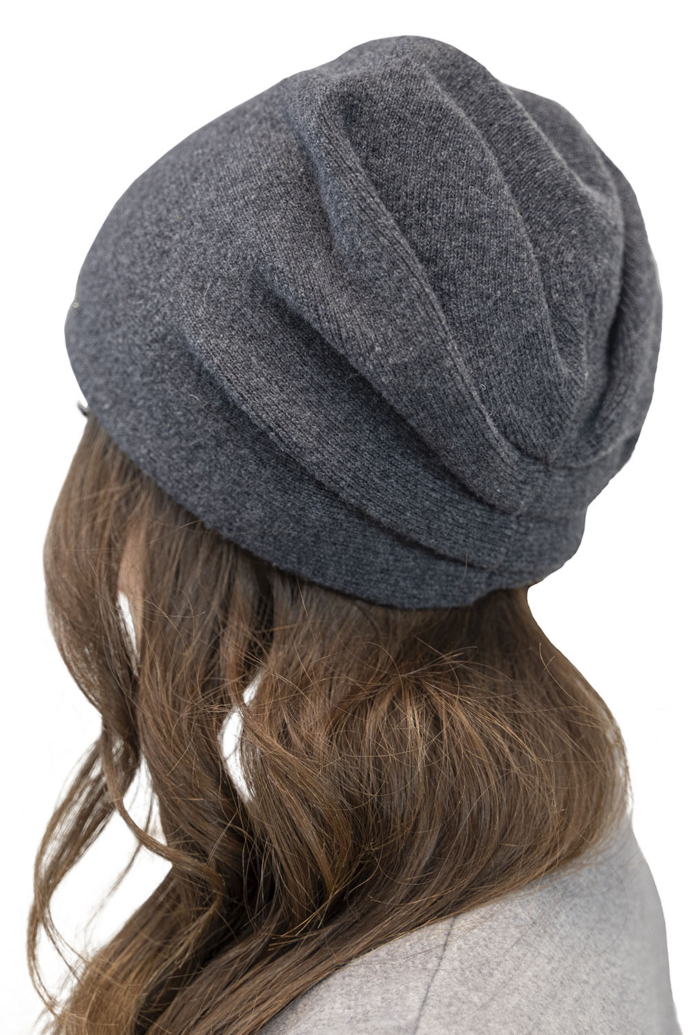 Vivisence Women's Hat Wool Pleated Fleece Lined Comfortable Everyday Winter 7085, dark grey